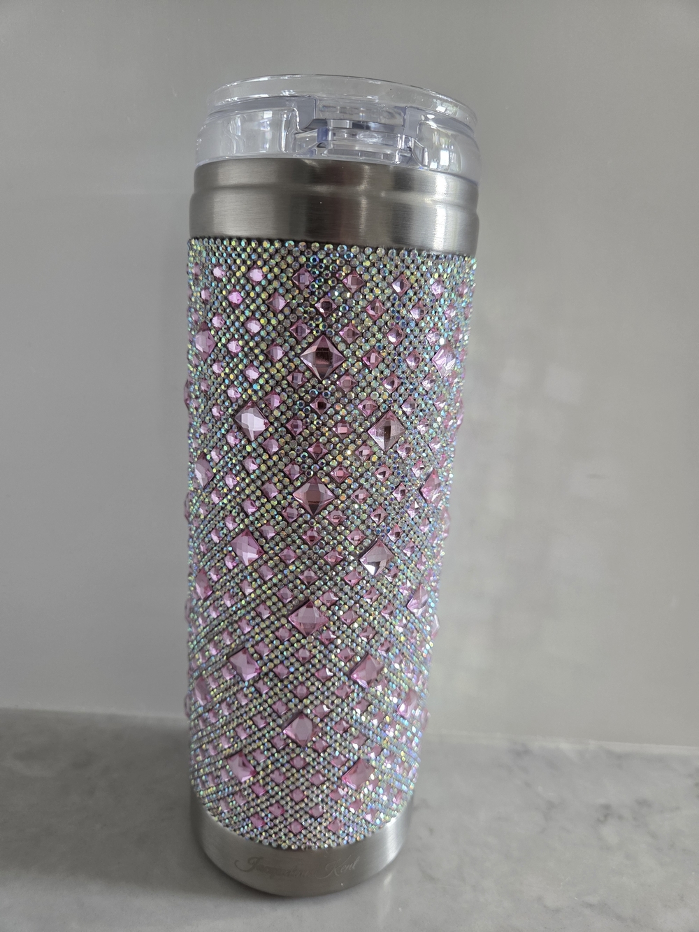 JACQUELINE KENT CRYSTAL TUMBLER FLAMINGO PINK DIAMOND